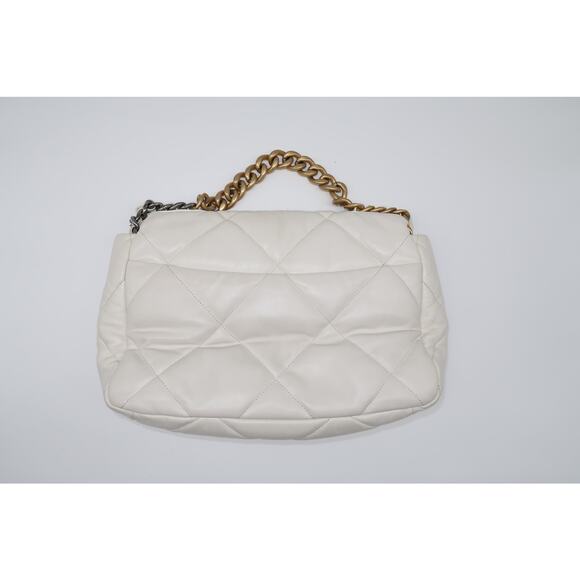 Chanel Leather Quilted CC Logo Chain Strap 19 Flap Crossbody Bag White - Picture 6 of 16